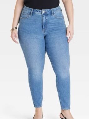 Ava & Viv Women Plus 24 Blue Light Wash High Rise Skinny Stretch Denim Jeans NWT